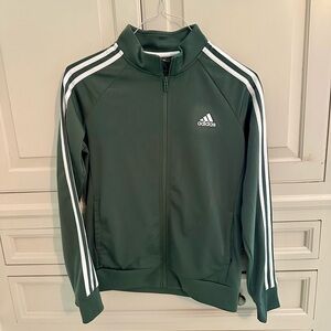 adidas Dark Green Performance Jacket with White Accents